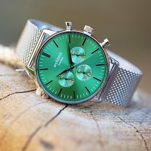 Personalised Engraved Watch for Men - Architect Motivator Green | Personalised Gift for Dad, Birthday Gift, Husband Anniversary Gift