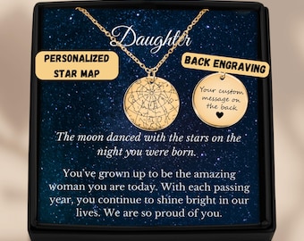 Custom Star Map Necklace for Daughter, Personalised Daughter Necklace, Gift for Daughter, Night Sky Necklace