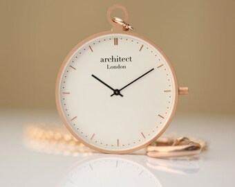 Personalised Engraved Modern Pocket Watch - Rose Gold | Unusual Personalized Gift Dad, Birthday Gift, Husband Anniversary Gift, Wedding Gift