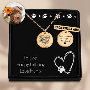 Dog Portrait Necklace - Engraved Dog Necklace, Loss of Pet, Pet Memorial Gift, Gold, Silver, Rose Gold, Pet Jewellery
