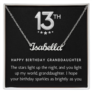 Regalo per il 13° compleanno della nipote / Collana con nome personalizzato, Ragazza del 13° compleanno, Collana del tredicesimo compleanno, Regalo per una ragazza di 13 anni
