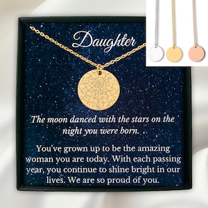 Collana personalizzata con mappa stellare - Cielo notturno per data, posizione - Regalo di Natale per il compleanno della figlia - Collana di costellazioni personalizzate