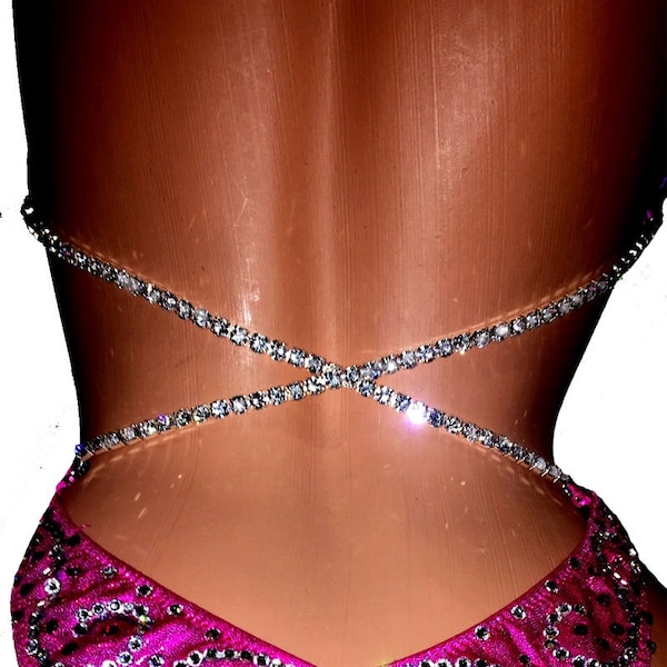 Figure Suit Connector Straps - Crystal Rhinestone Bikini Connector - NPC IFBB WBFF Figure Competition