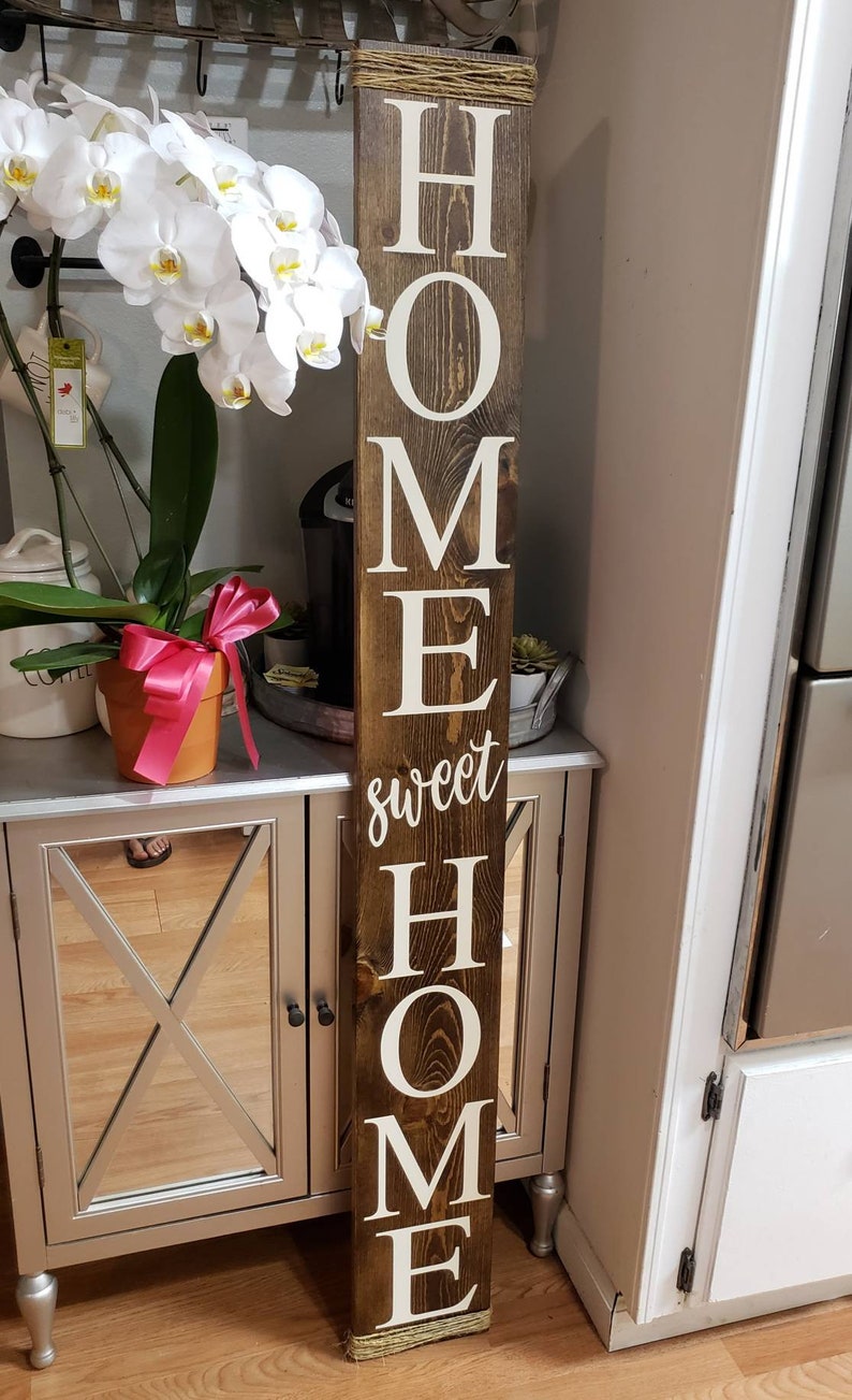 Vertical home sweet home wood sign front porch sign entryway Etsy