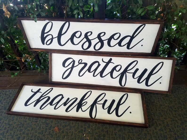 Individual thankful grateful or blessed sign framed wooden Etsy