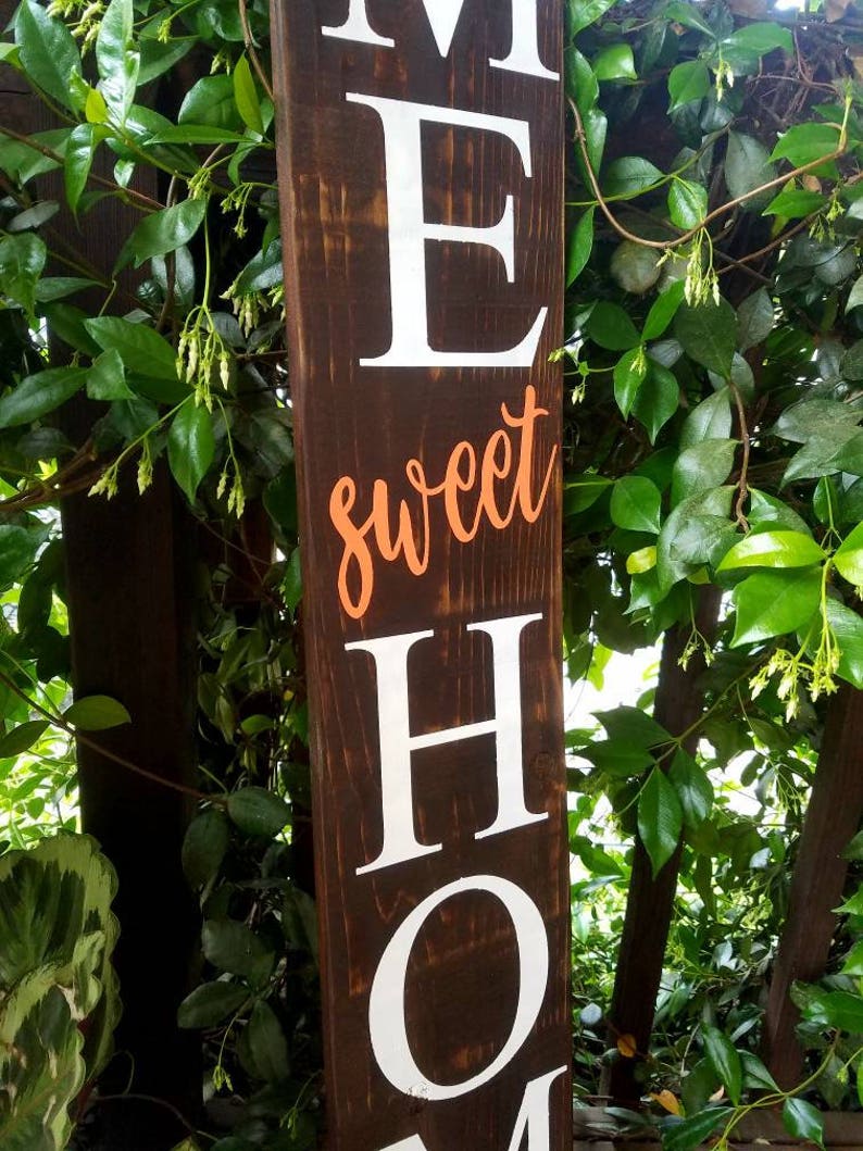 Vertical home sweet home wood sign front porch sign entryway Etsy