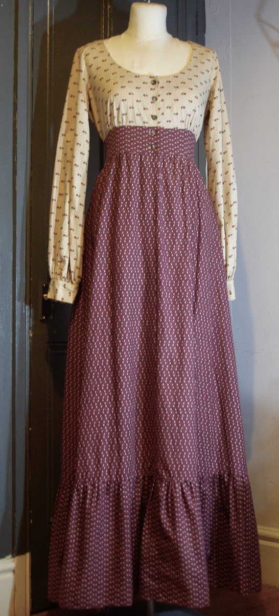 70s Quad cotton Maxi Dress size 12-14