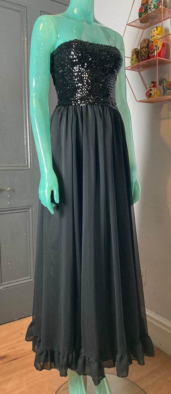 70s Jean Varon Sequin and Chiffon Maxi Dress
