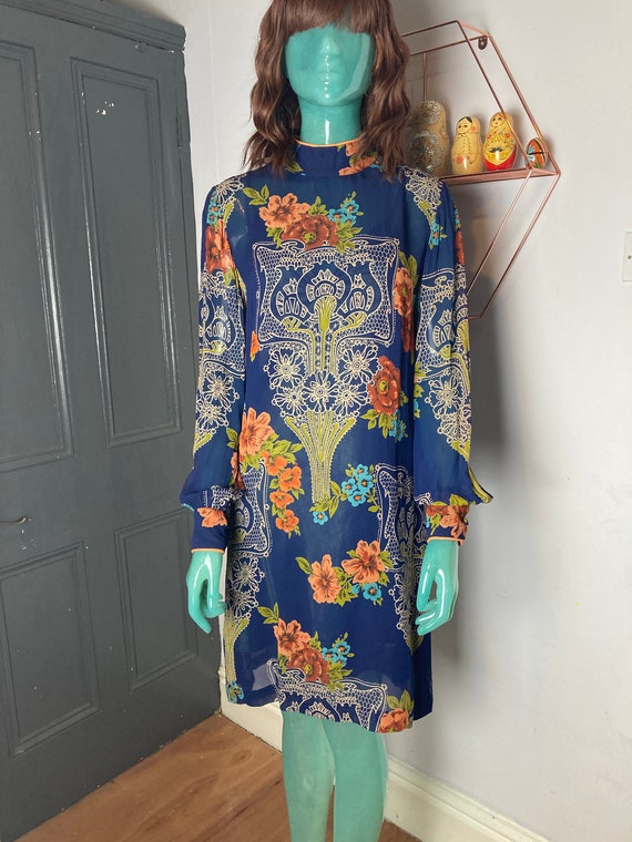 60s Rizkalla for Malcolm Starr Silk Chiffon Dress