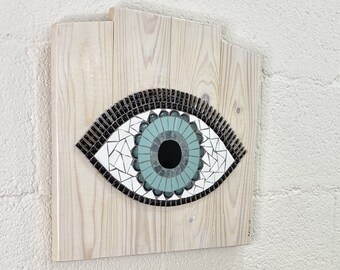 Evil Eye Wall Art, Mosaic Wall Art, Boho Wall Piece, Eye Wall Hanging, Blue Eye Décor, Unique Wall Art For Living Room, Good Luck Home Décor