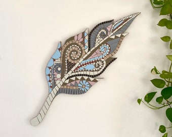 Mosaic wall art / Feather wall decor / Boho wall art