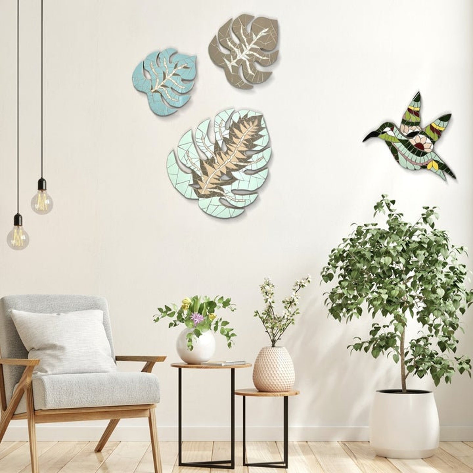 Mosaic Art Tiles, Ceramic Tile Wall Art, Mosaic Hummingbird Wall Art