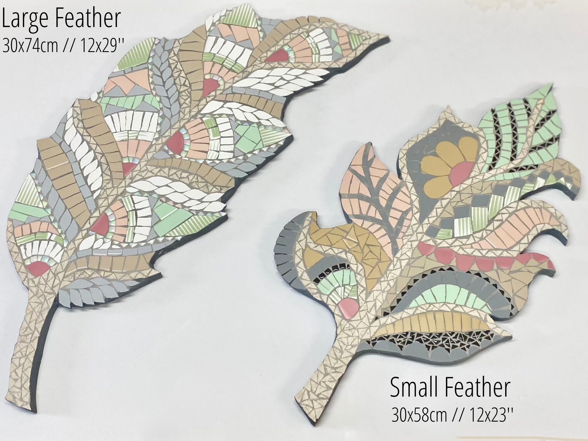 2 Piece Mosaic Wall Art Boho Wall Decor Mosaic Feather Wall  Etsy UK