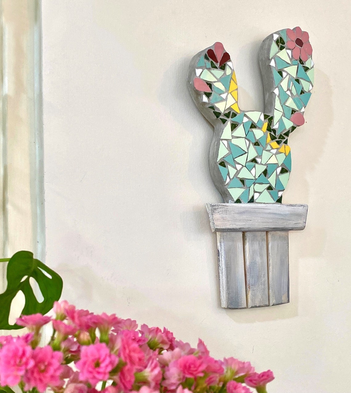 Mosaic Cactus Wall Art Cactus Wall Décor Mosaic Cactus Wall Etsy