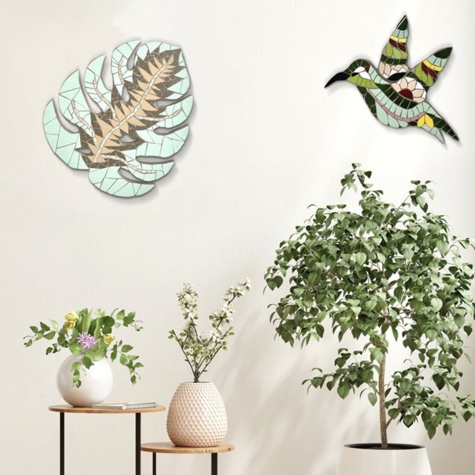 Mosaic Art Tiles, Ceramic Tile Wall Art, Mosaic Hummingbird Wall Art