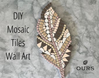 DIY mozaïek tegel kit, craft kit voor volwassenen, diy mozaïek tegel kunst aan de muur, diy aardewerk kunst kit voor volwassenen, veren muur opknoping, veren decor