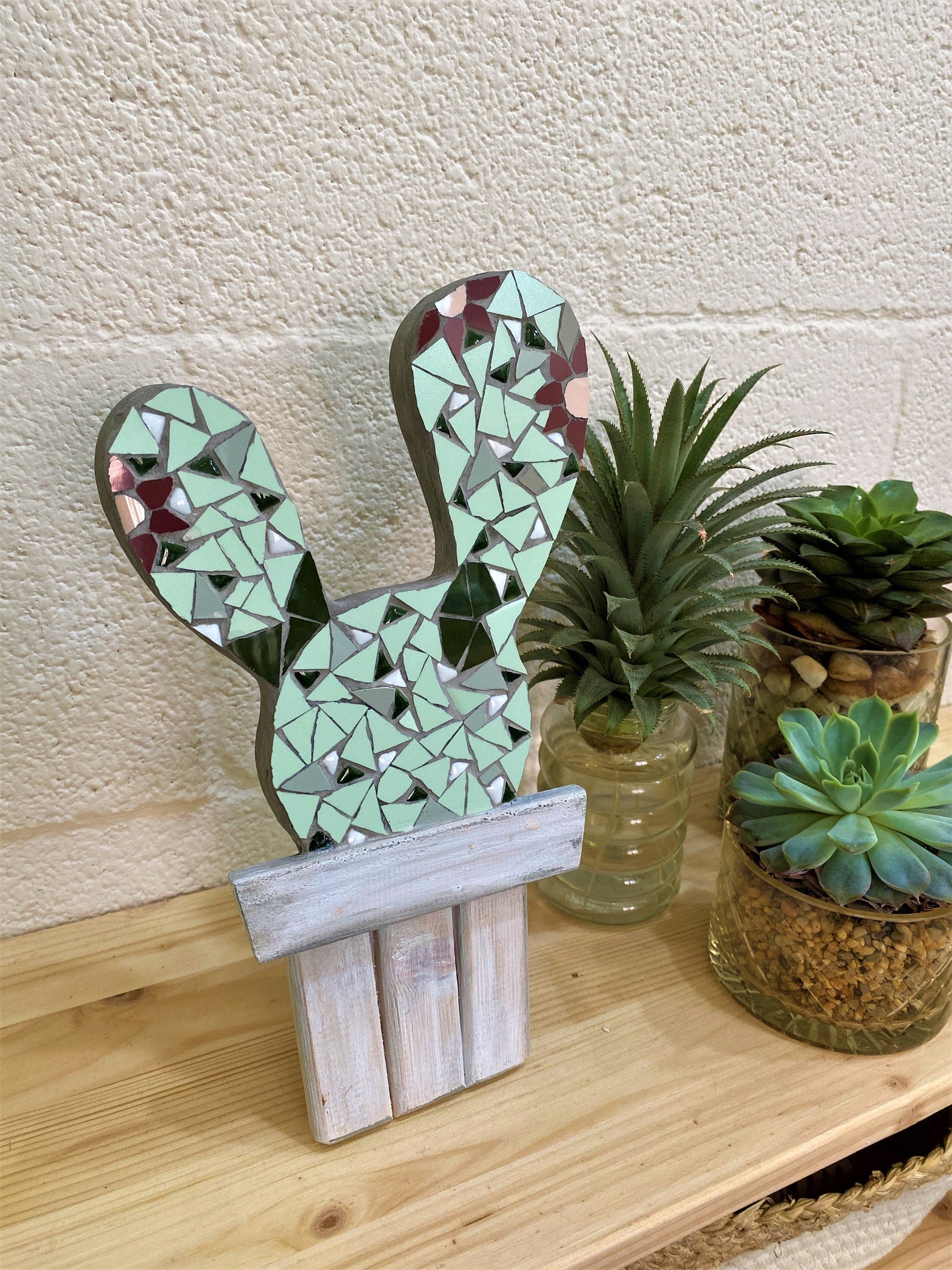 Mosaic Cactus Artwork, Mosaic Cactus Ornament, Desert Artwork, Plant