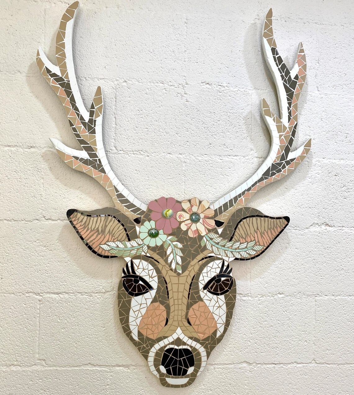 Fake Deer Head Wall Art Mirror Mosaic Wall Art Mosaic Deer Etsy