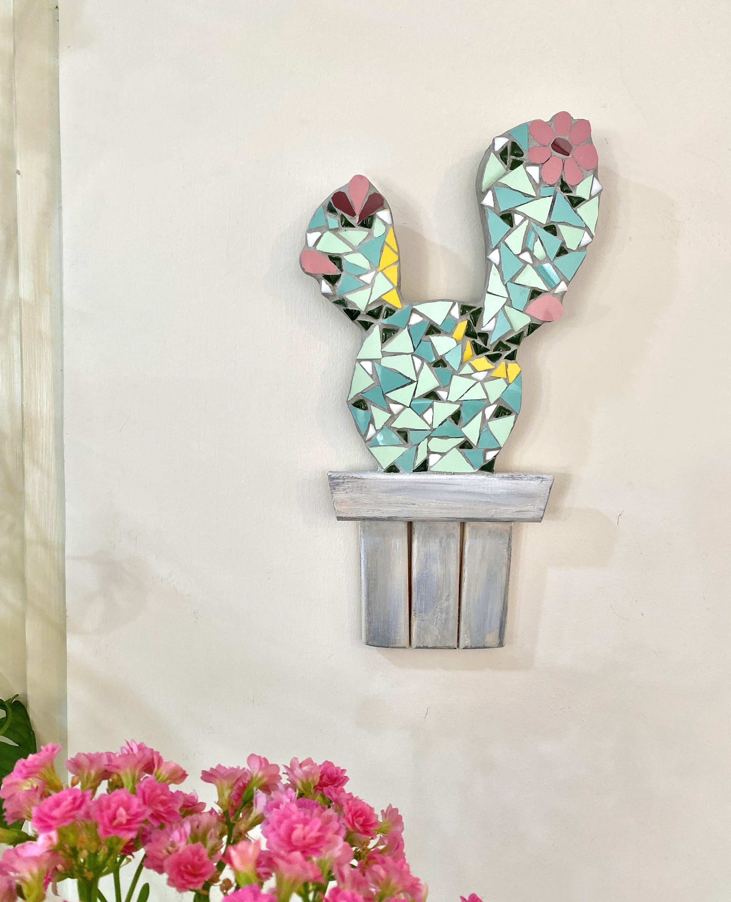 Mosaic Cactus Ornament, Mosaic Cactus Wall Art, Cactus Wall Décor