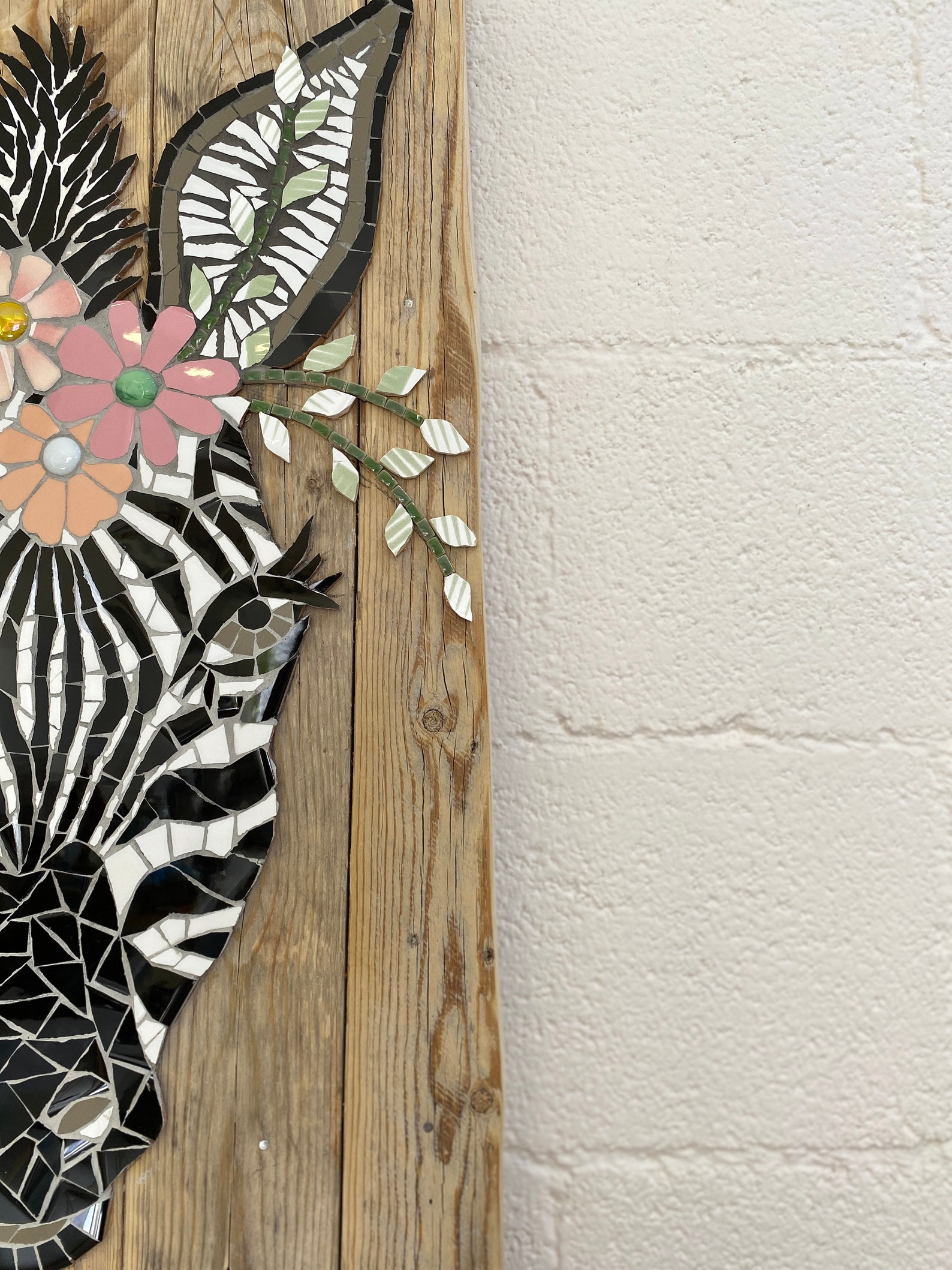 Large Mosaic Zebra Wall Art, Oversized Wood Wall Art, Mosaic Animals