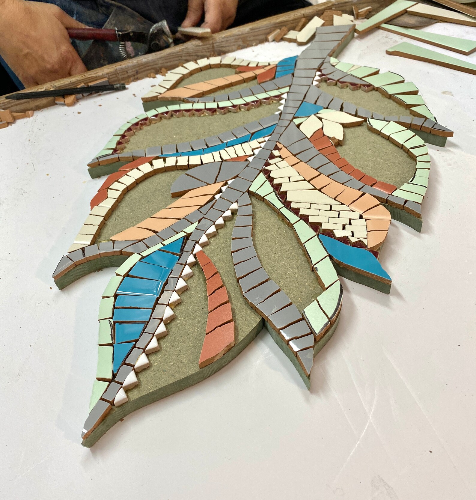 Feather Mosaic Pottery, Feather Mosaic Wall Art, Feather Mosaic Wall