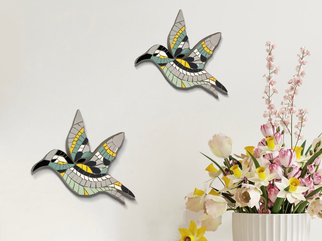 Mosaic Hummingbird Wall Art, Animal Wall Tiles, Mosaic Art Tiles