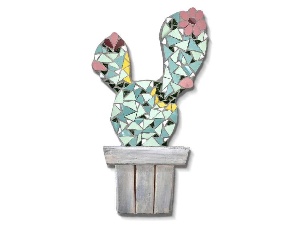 Mosaic Cactus Ornament, Mosaic Cactus Wall Art, Cactus Wall Décor