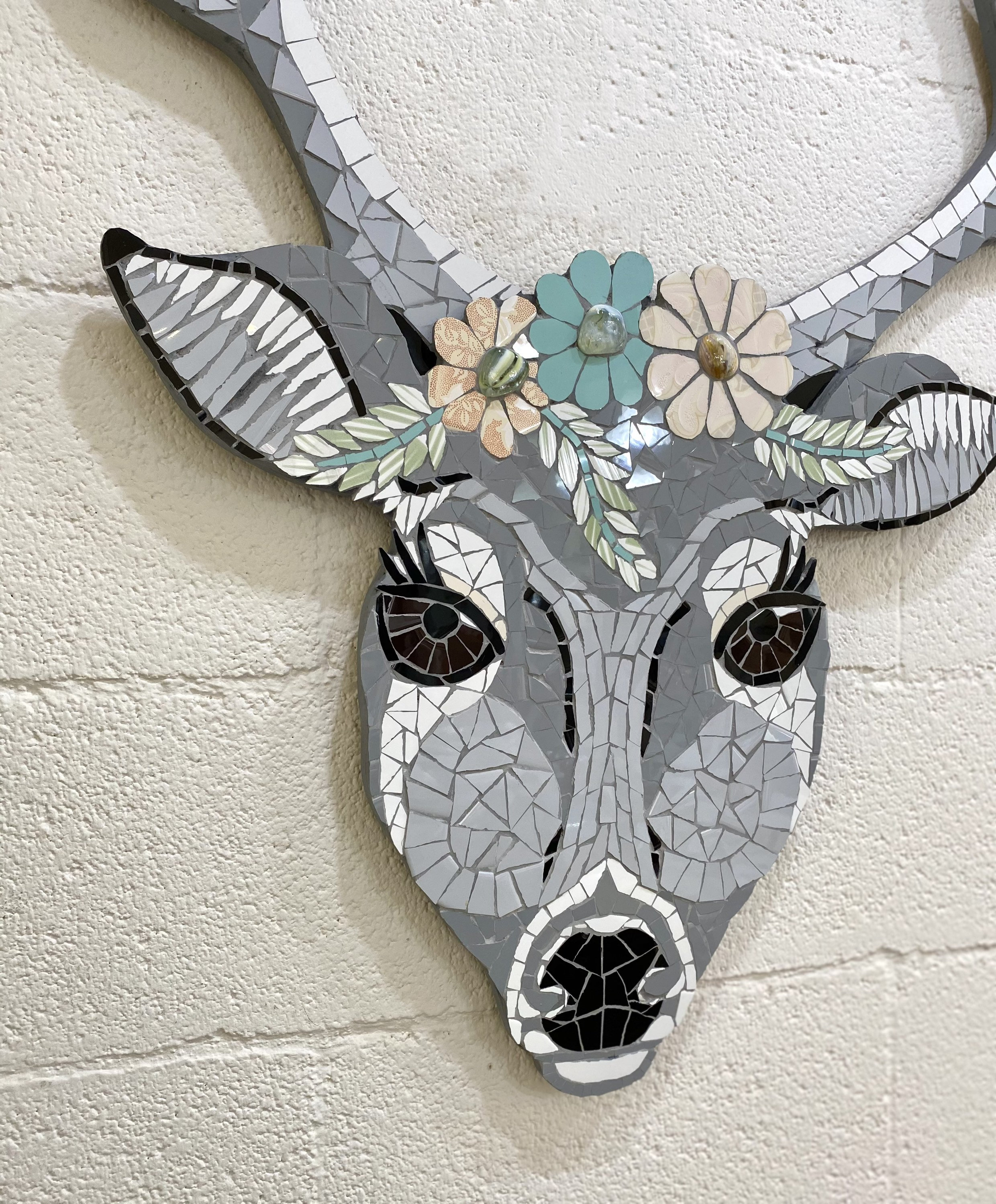 Mosaic Deer Head Wall Art, Modern Mosaic Deer Wall Décor, Oversized