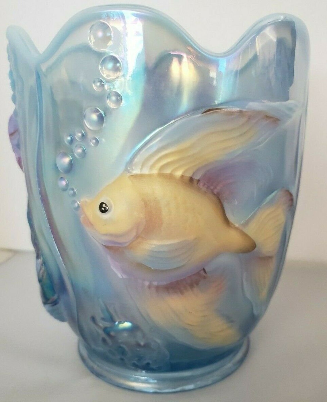 Rare Fenton Glass Vase Atlantis Fish Vase Opalescent Vase Etsy