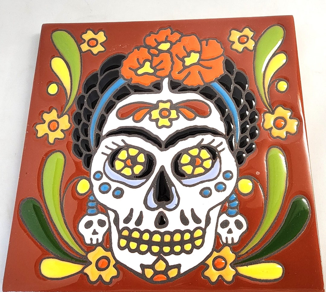 Ceramic Art Tile Dia De Los Muertos Made in Mexico 6 X 6 - Etsy