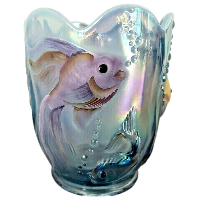 Rare Fenton Glass Vase Atlantis Fish Vase Opalescent Vase Etsy