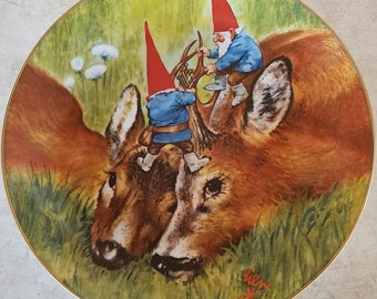 vintage Rien Poortvliet Gnome collection édition limitée assiette en porcelaine forêt premiers secours légendes des gnomes