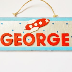Outer Space Custom Name Plaque Spaceship Bedroom Door Sign Rocket Home Wall Decor Personalised Gift For Children