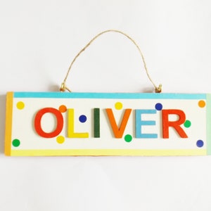 Colourful Polka Dot Name Plaque Custom Bedroom Door Name Sign Home Wall Decor Personalised Gift For Children