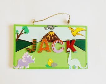 Dinosaurs Kids Name Plaque Customised Jurassic Bedroom Door Sign Meaningful  Personalised Childrens Gift