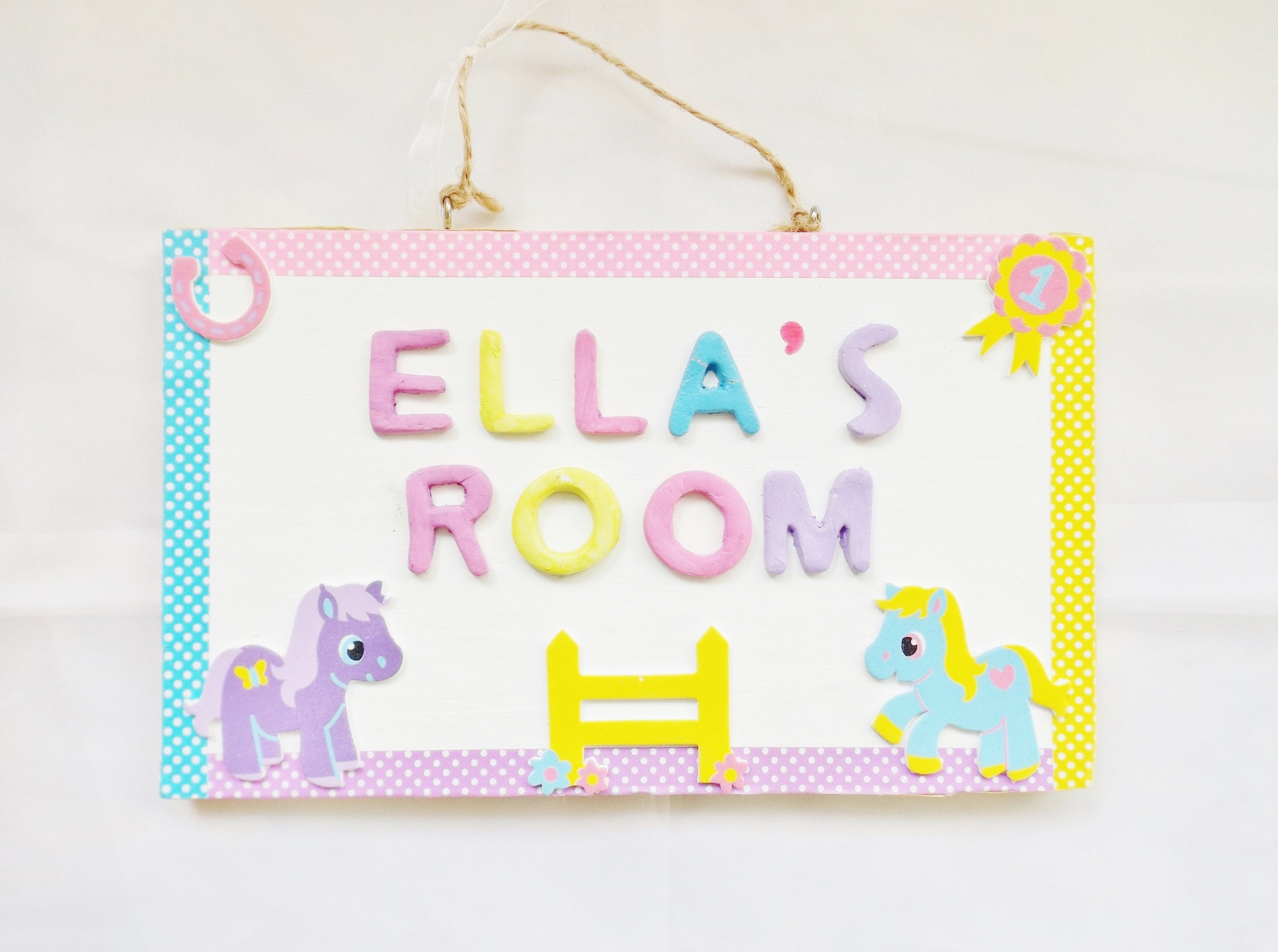Pony Horse Personalised Childrens Name Kids Door plaque Sign Childs Handmade