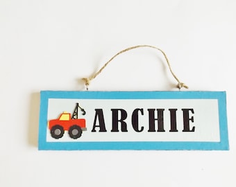 Placa con nombre personalizada para camioneta, para puerta de dormitorio infantil, regalo personalizado para bebés y niños