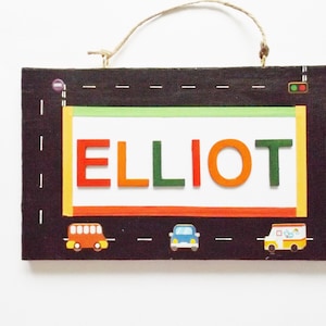 Cars Road Name Plaque Transport Custom Bedroom Door Name Sign Home Wall Decor Personalised Gift for Children