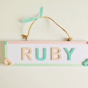 Pink Turquoise Name Plaque Girls Bedroom Door Name Sign Custom Kids Nusery Home Wall Decor Meaningful Personalised Gift For Children Girls