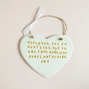 Guardian Angel Quote Heart Ornament Blessing Thoughtful Wall Plaque Home Decor Leaving Meaningful Thinking Of You Gift Idea Friends Family