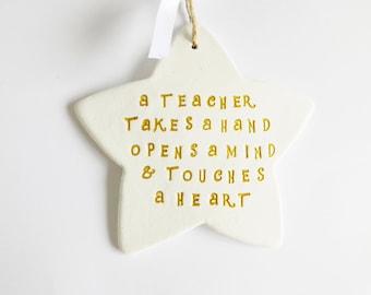 Teachers Touch Hearts Quote Ornament Sentiment Wall Plaque Home Wall Decor Classroom Thank You Special Teachers Tutors Gift Idea