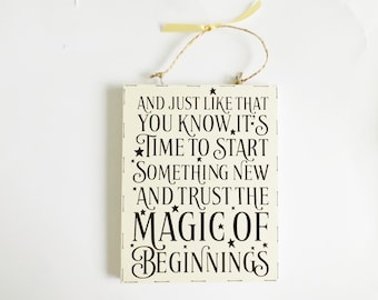 New Beginnings Inspirational Life Quote Sign Mindfulness Wall Plaque Home Wall Decor Positive Motivating Meaningful Gift For Friends Family