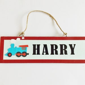 Steam Train Name Plaque Boy&#39;s Bedroom Door Sign Custom Railway Home Nursery Wall Decor Personalised Gift For Children
