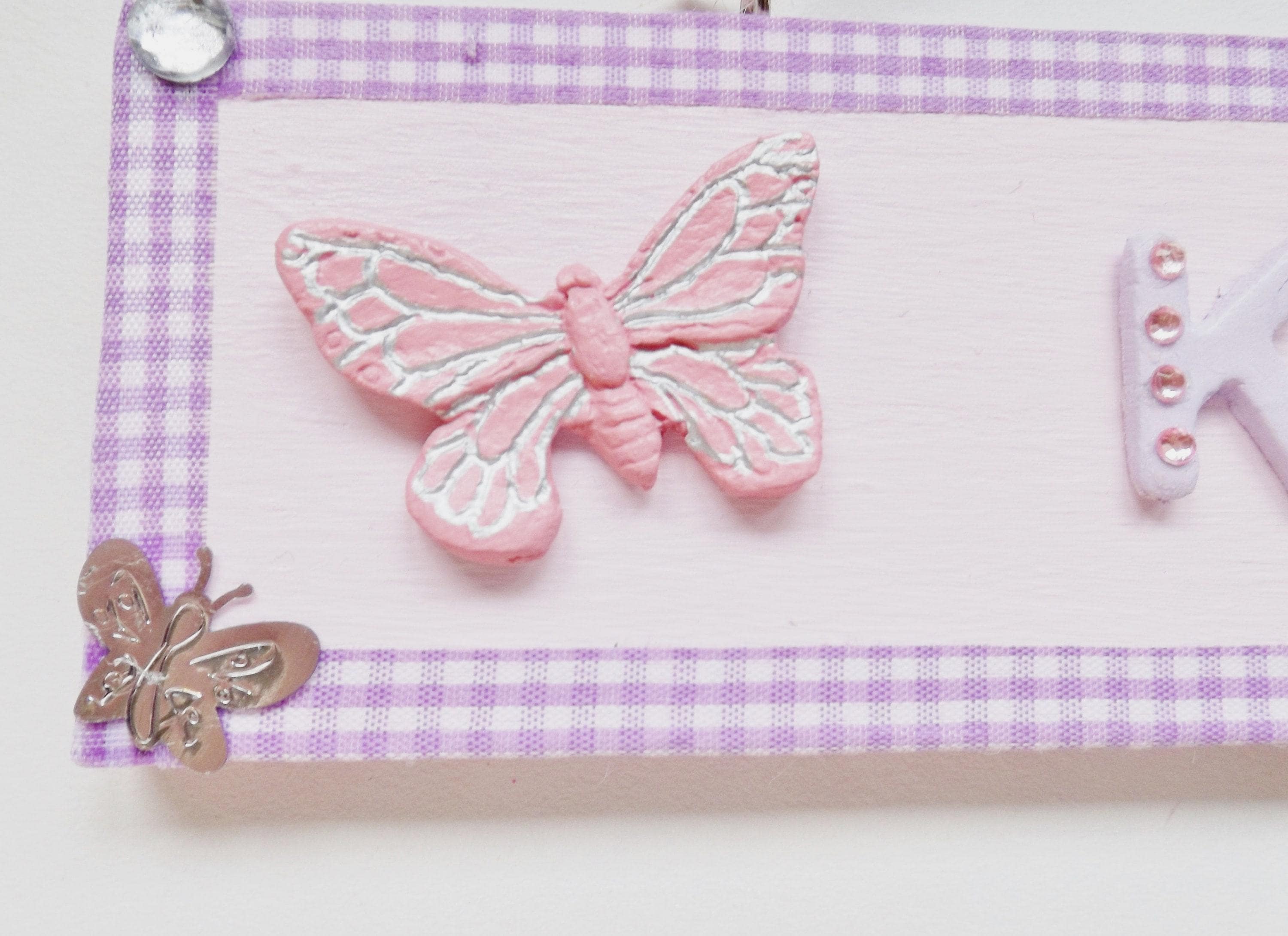 Girls Butterfly Name Plaque Custom Lilac & Pink Bedroom Door Sign ...