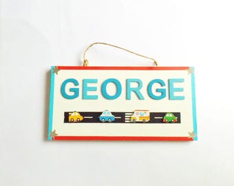 Transport Cars Road Customised Name Plaque Bedroom Nursery Door Sign Meaningful Childrens Gift