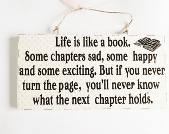 Life Is Like A Book Inspiring Life Quote Wall Plaque Positive Sign Home Decor Motivational Gift For Family Friends