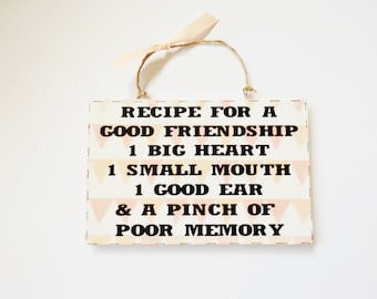Friendship Quote Wall Plaque Funny Friends Sign Home Wall Decor Meaningful Thinking of You Gift Idea For Friends