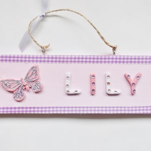 Girls Butterfly Name Plaque Custom Lilac & Pink Bedroom Door Sign Nursery Home Wall Decoration Personalised Gift Idea For Children