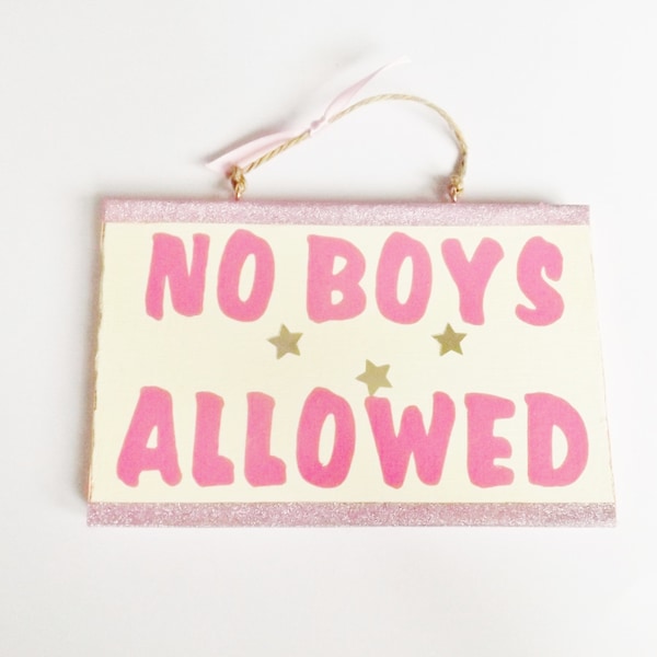 No Boys Allowed Girls Bedroom Door Sign Pink Warning Wall Plaque Home Wall Decor Gift Idea For Children Girls