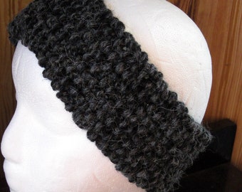 Black and Gray with sparkle color ReversibleSeed Stitch Headband/Earwarmer - Adult size - Hand Knitted